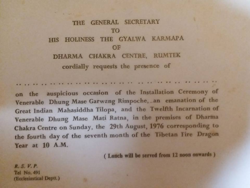 letter of HH Gyalwa Karmapa